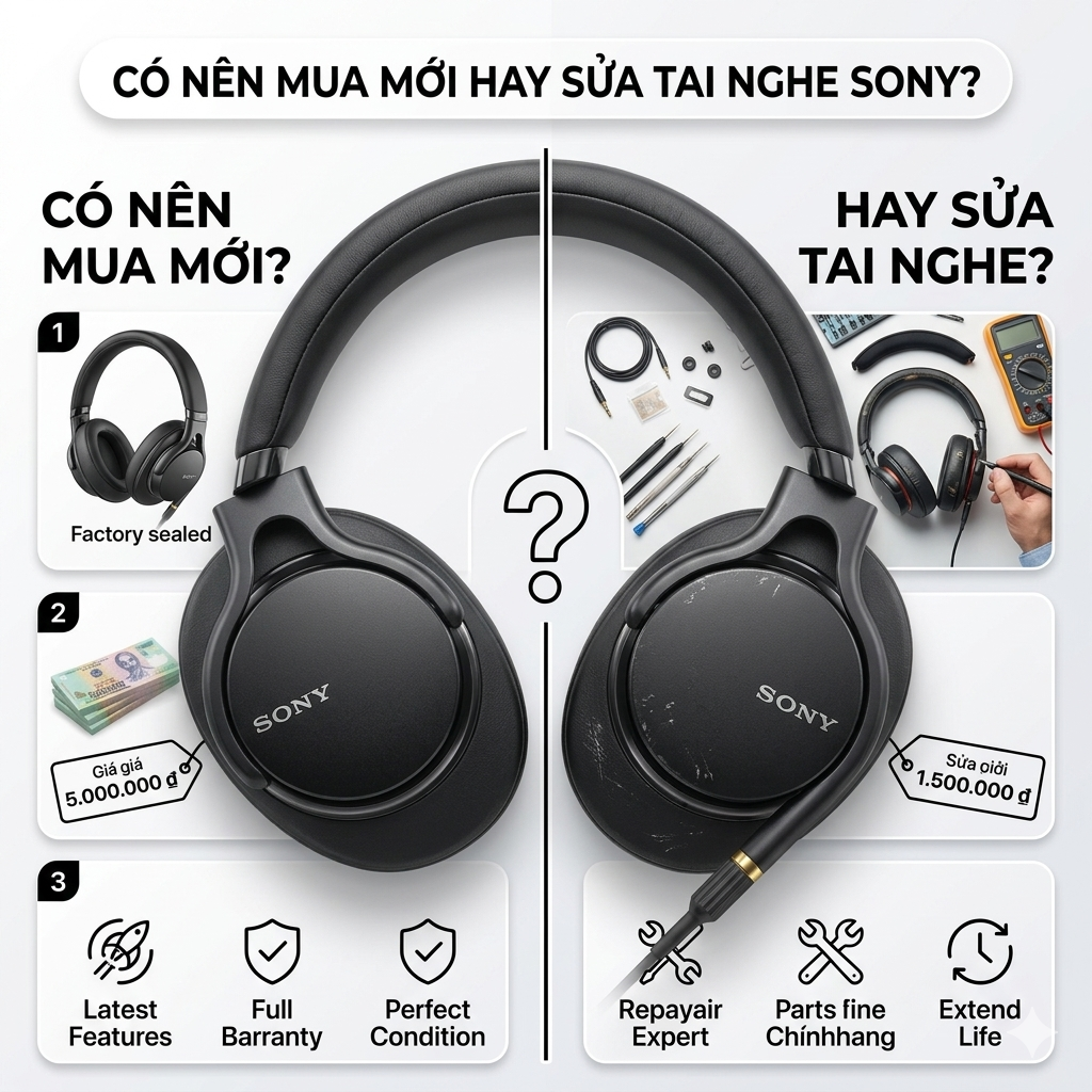 Có nên mua mới hay sửa tai nghe Sony khi bị hỏng