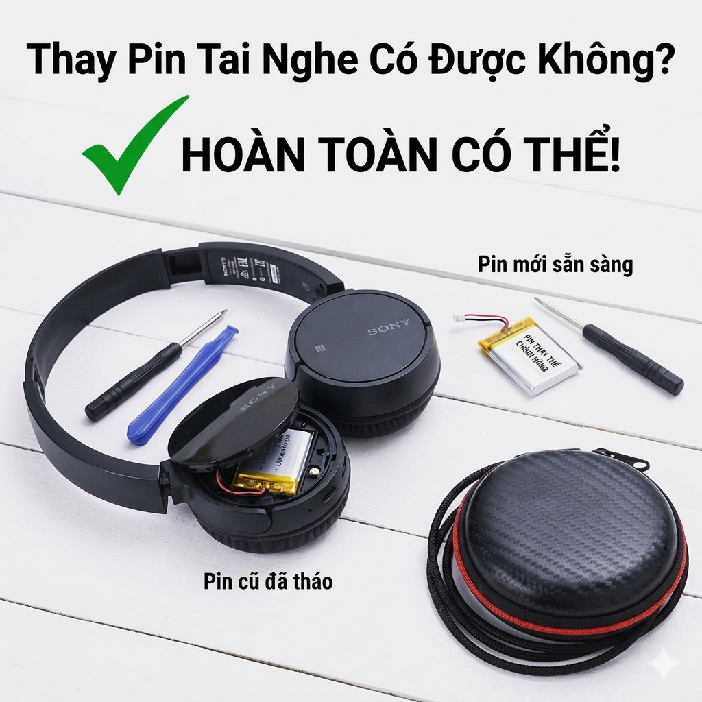 Thay pin tai nghe